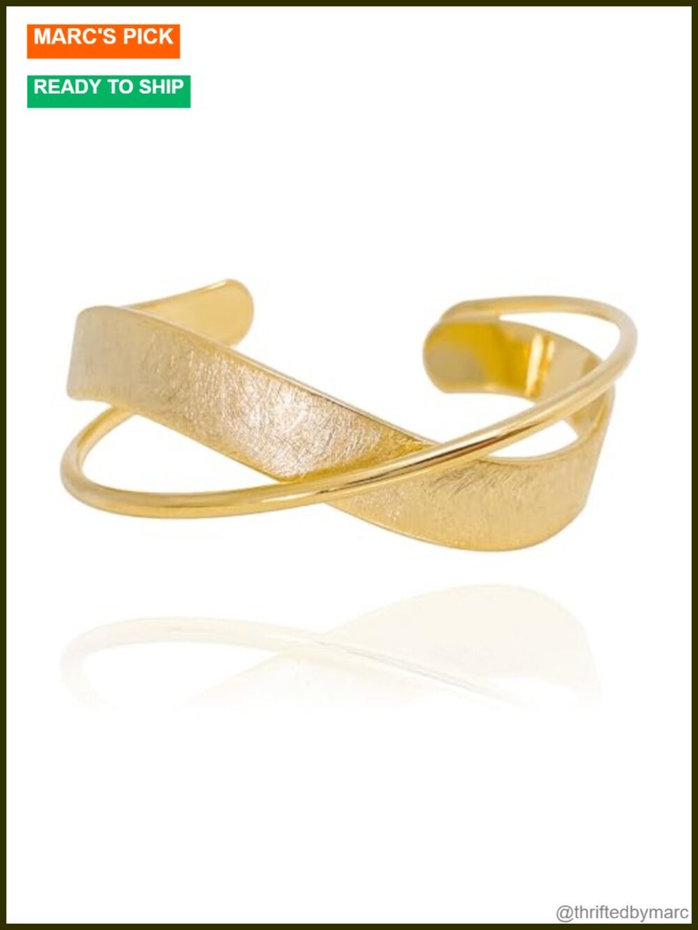 18K Gold Plated Textured Cuff Bracelet with Crystal & Rhinestone Accents